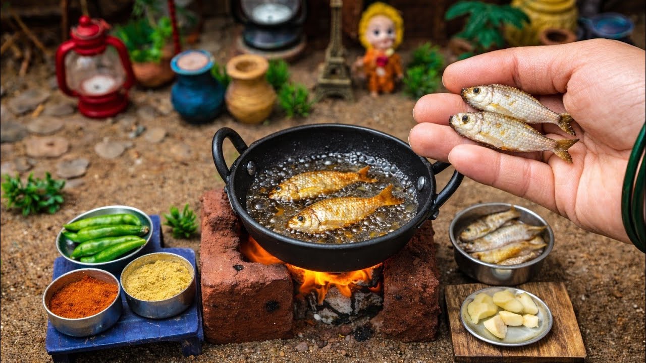 Mini Fish Fry 🐟🔥 | Tiny Crispy Fish Fry ASMR | Mini Cooking India | Adi Tiny Cooking