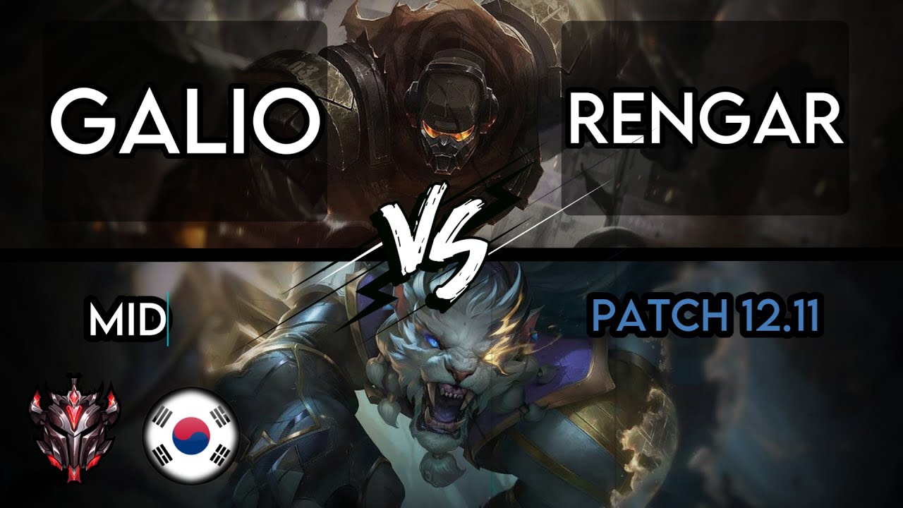 Galio Mid vs Rengar - KR Grandmaster Tier - Patch 12.12 - High KDA