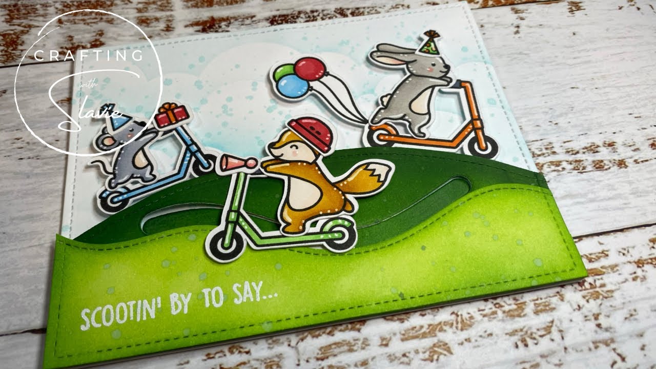 Scootin' By Slider Card (Lawn Fawn)