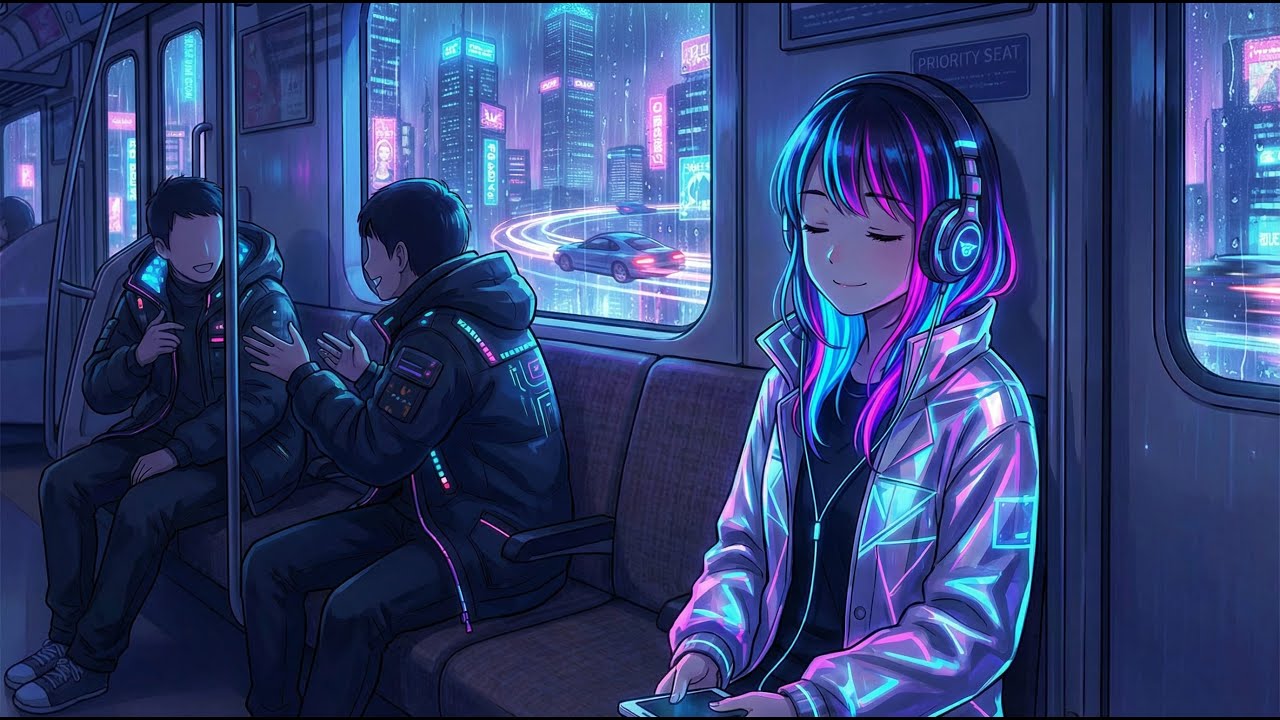 Neon Rainfall ⚡Cyberpunk Lofi to Coding & Hacking, Cry, Sleep, Chill & Study #lofi