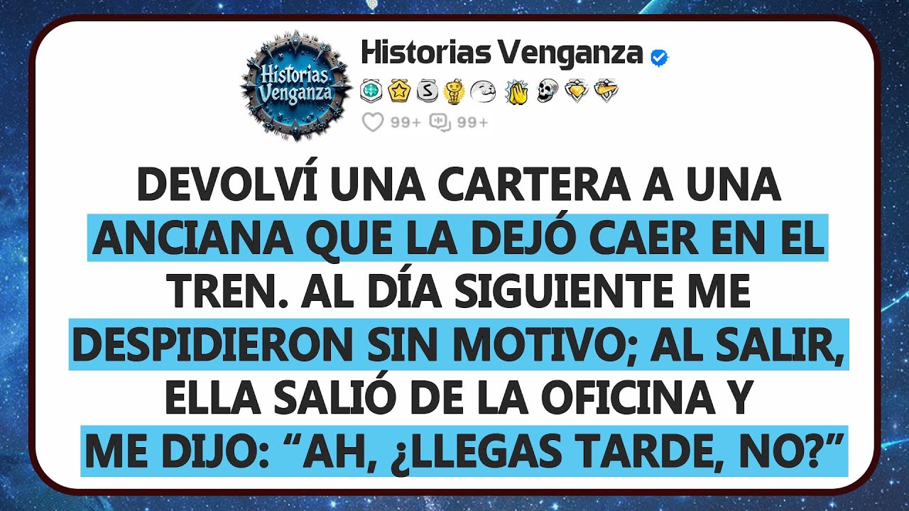 Devolví una cartera a una anciana. Me despidieron al día siguiente. ¿Quién salió de la oficina?