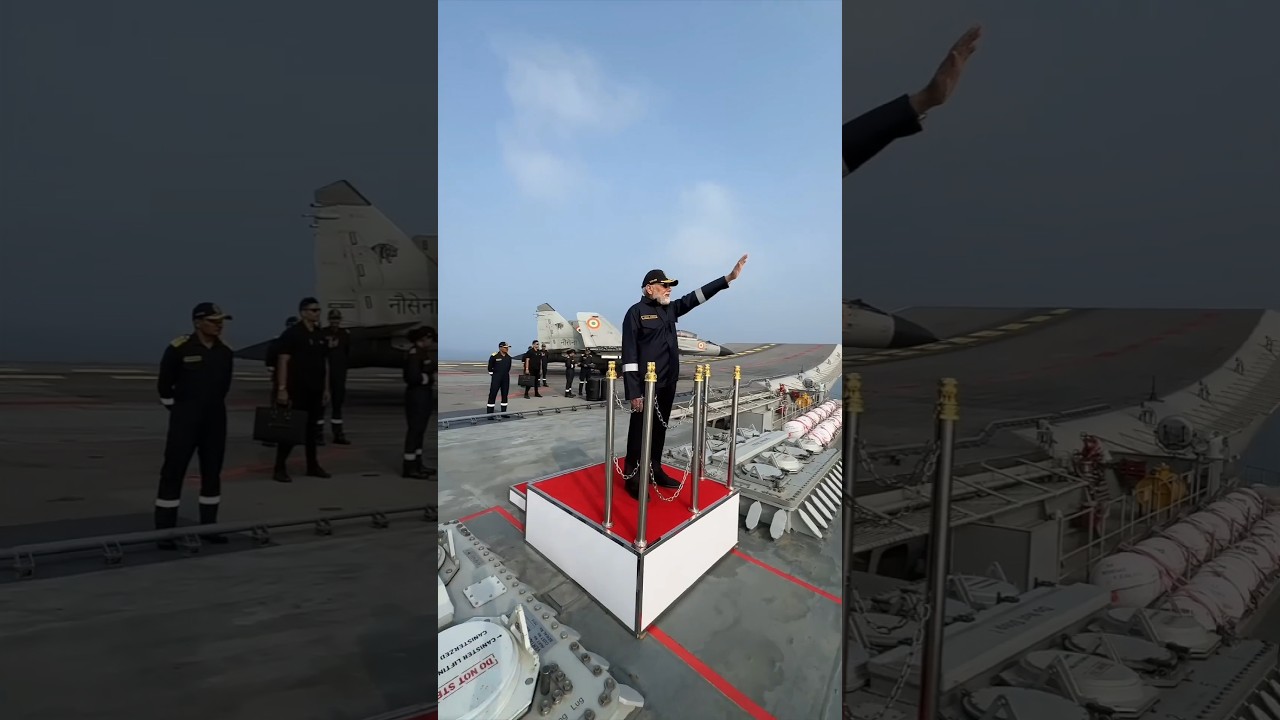 PM Modi salutes Bharat&rsquo;s Naval Might in a spectacular Steampast #pmmodi #indiannavy