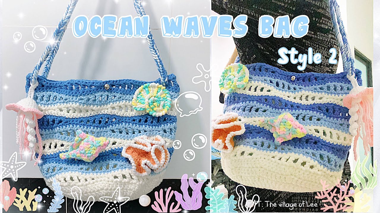 Crochet Ocean Waves Bag Style 2🐚| Crochet Ocean Wave Super Easy| Step By Step for Beginners