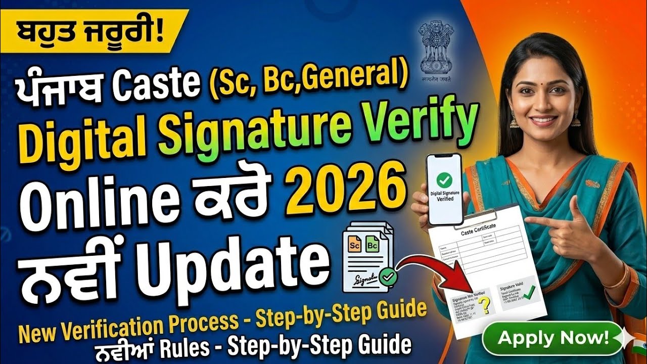 Punjab Caste Certificate Digital Signature Verify Online 2026 📝 | SC, BC, General Verification Step