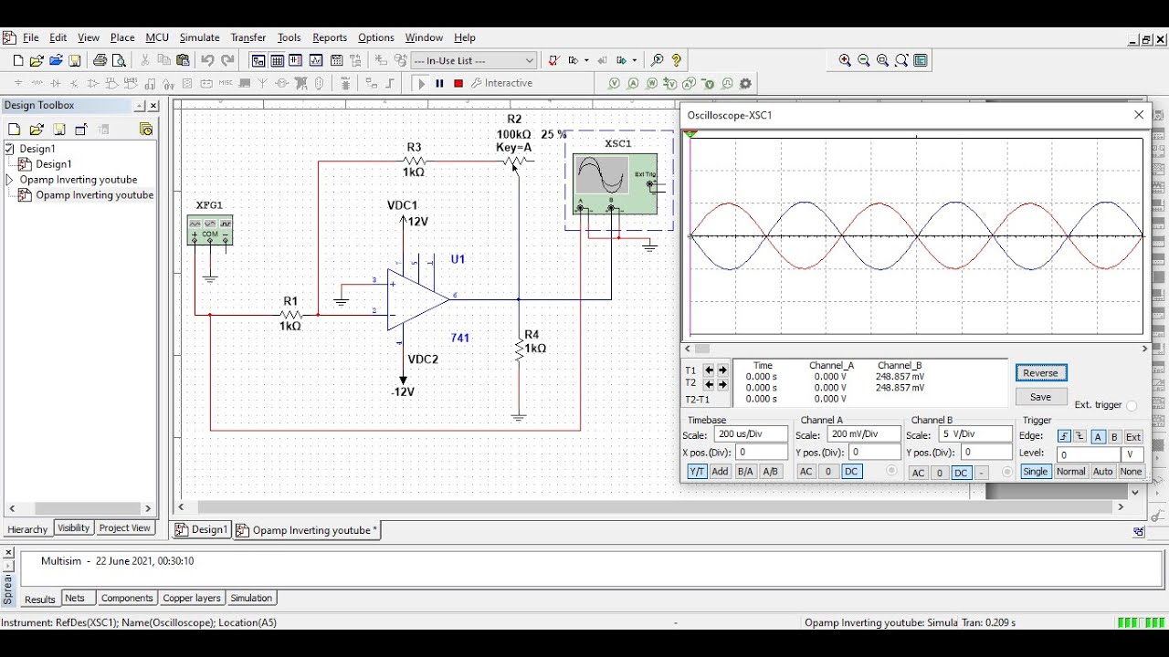 OPAMP INVERTING AMPLIFIER IN MULTISIM