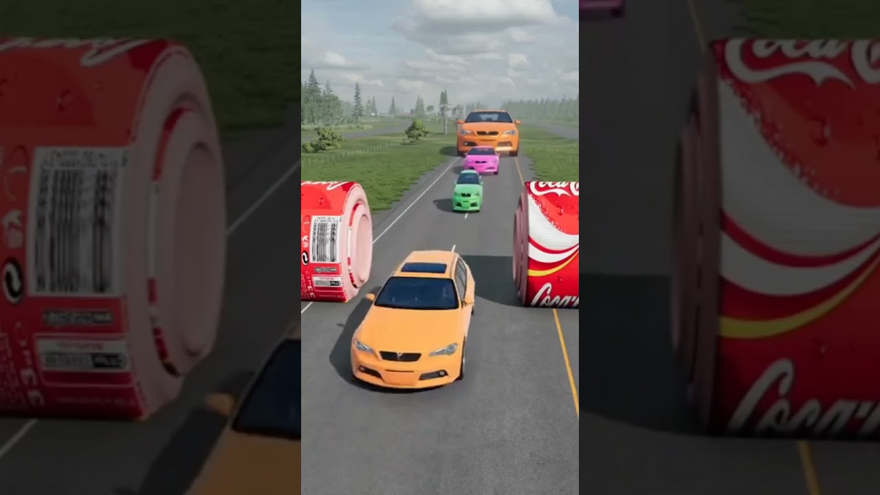 Reverse Colorfull Small To Giant Cars vs Bollard #beamngviral #beamngshorts #beamngdrive #103