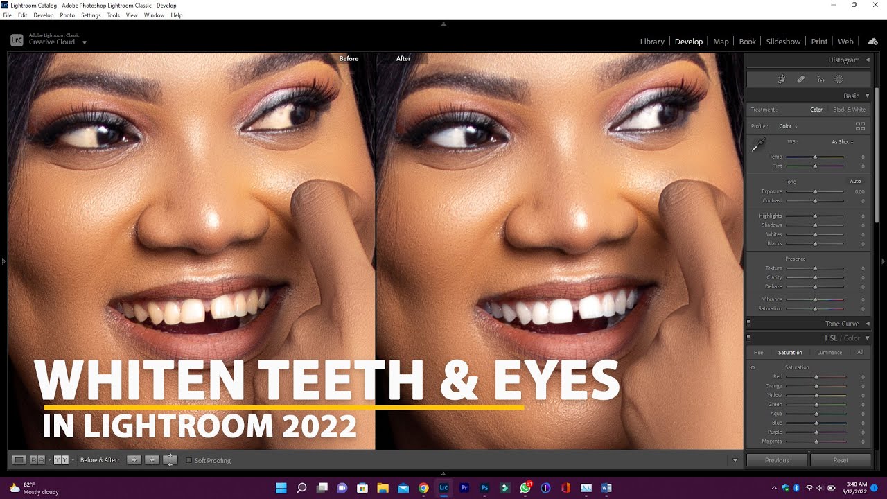 Photoshop Tutorial: How to use Adjustment Brush To Brighten Teeth and Eyes (Lightroom CC 2022)
