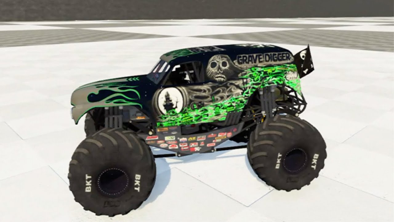 Epic High Speed Jumps & Monster Truck Crashes 12: BeamNG Drive Monster Trucks Grave Digger & Bigfoot