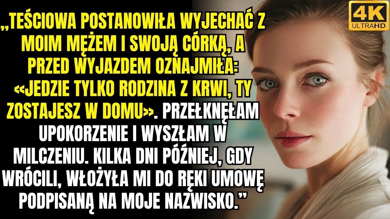 „Moja teściowa wyjechała z moim mężem i moją szwagierką i powiedziała  «Prawdziwa rodzina jedzie,
