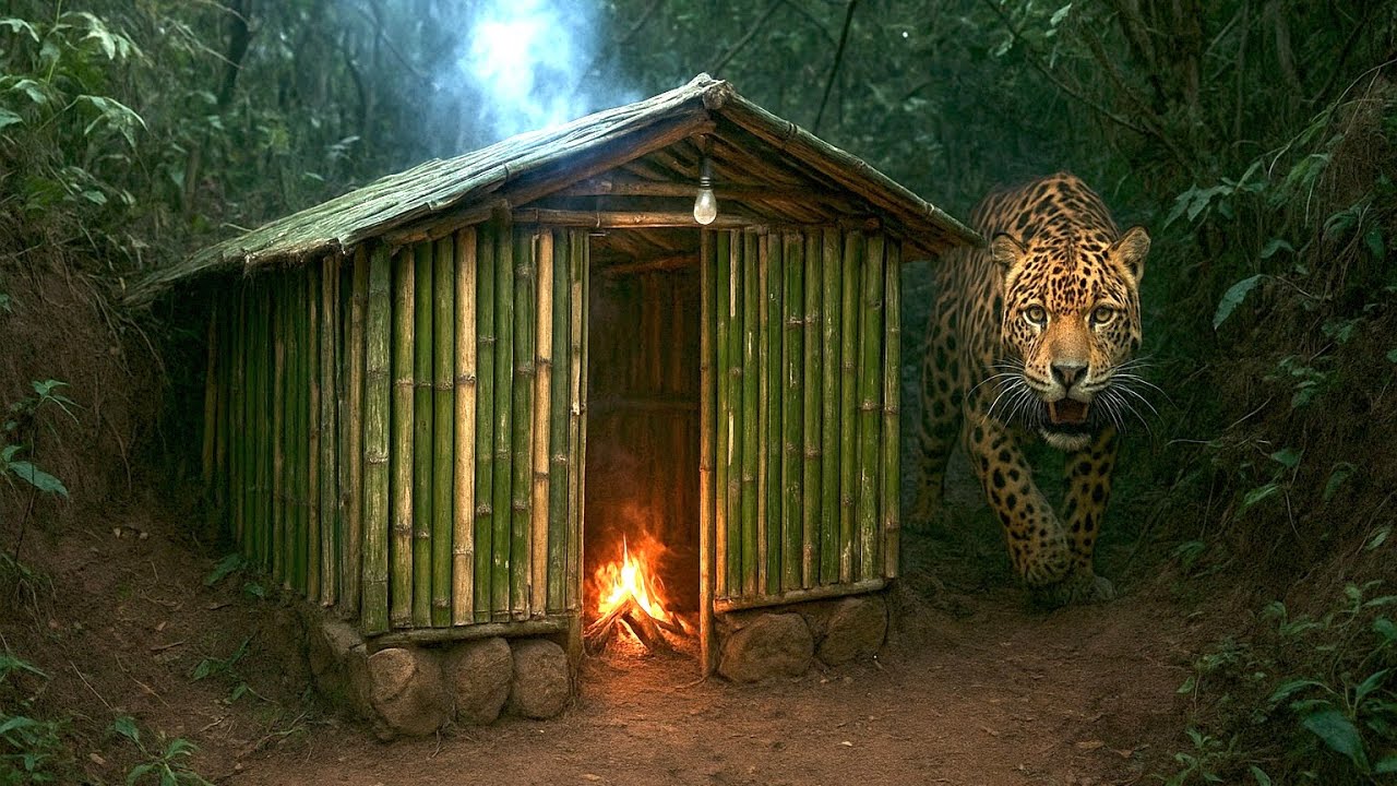 OUVI O  Rugido da Onça a Noite 🌑🔥 Sozinho no Abrigo de Sobrevivência foi TENSO !!! 
