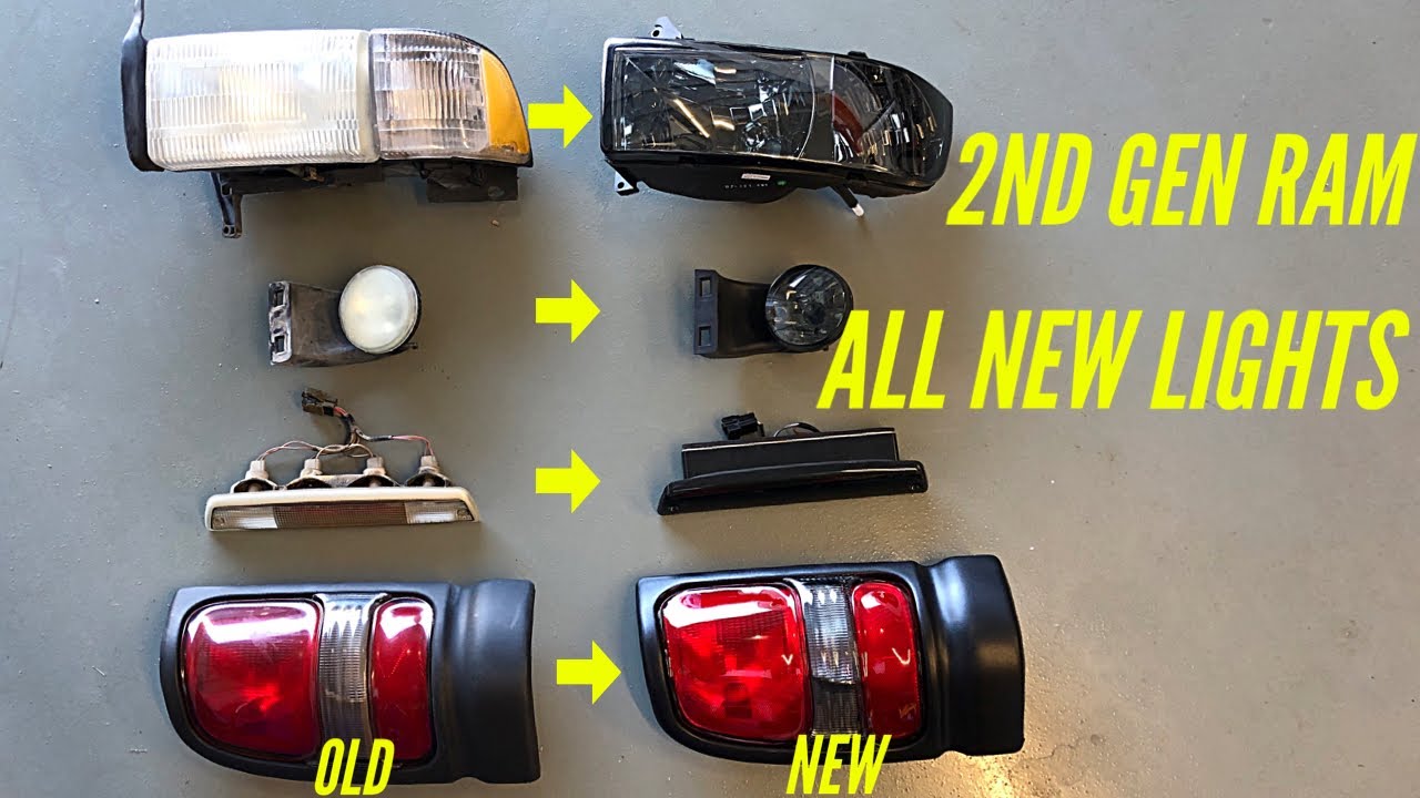 How to remove and reinstall all the lights on a 2nd gen ram. 1999 2500 head light+tail light refresh