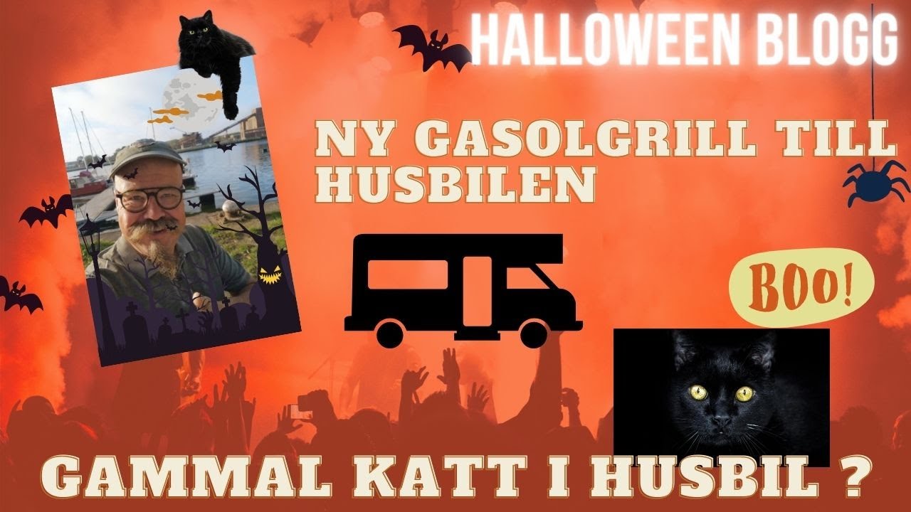 Halloweenblogg om katt i husbil, om Halloween, och jag visar vår nya gasolgrill.  Kolla om du vågar!