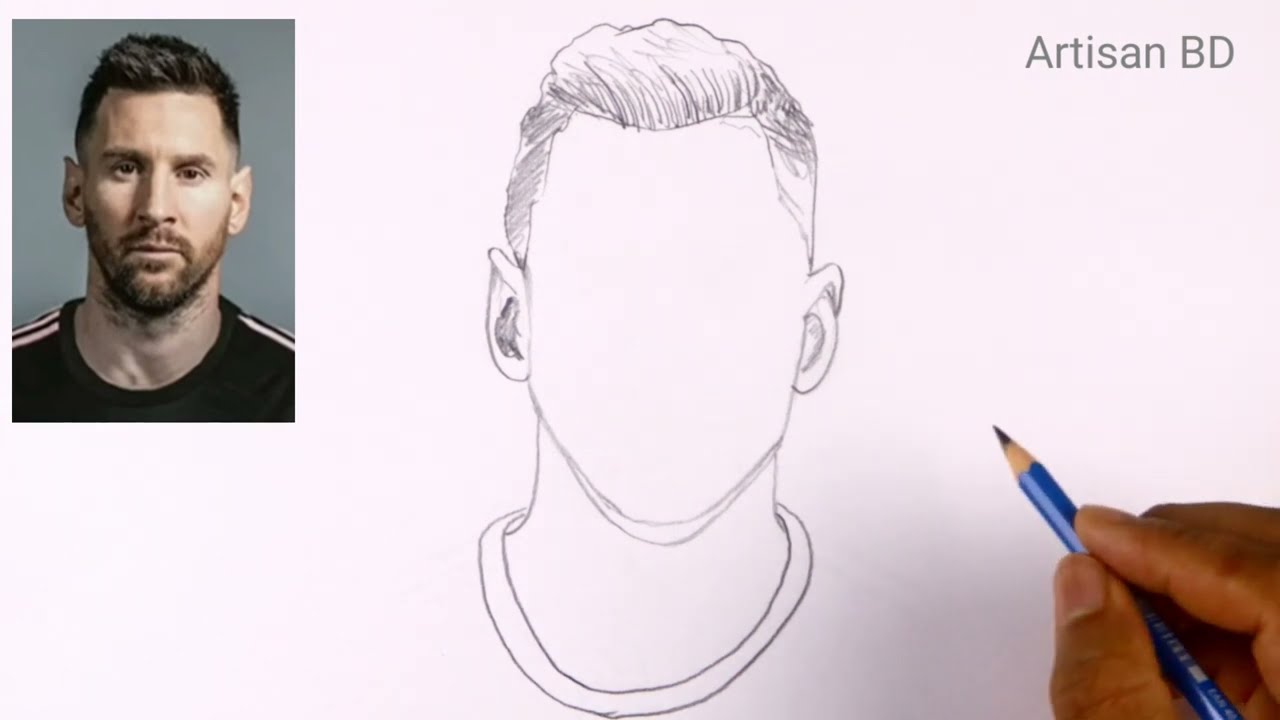 How To Draw a Realistic face Lionel Messi | Easy Pencil Sketch #messi