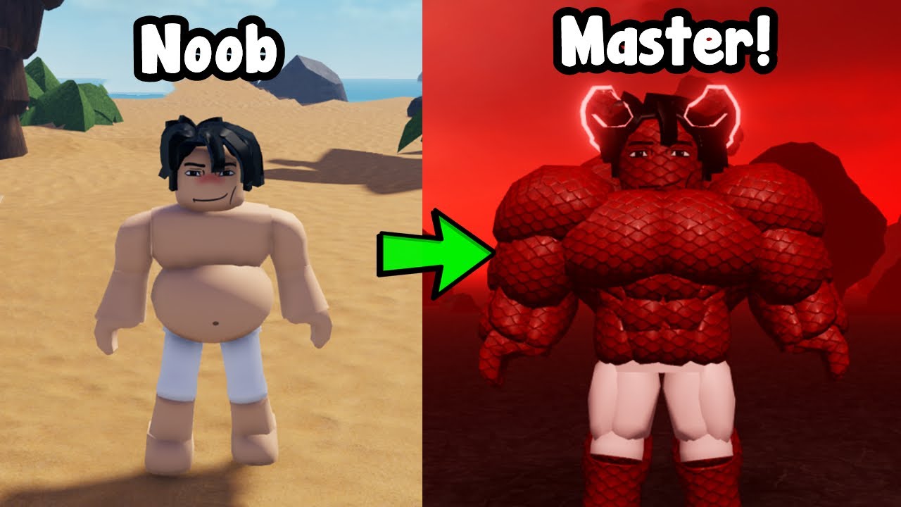 Начал как нуб и стал сильнейшим в Gym League Roblox!