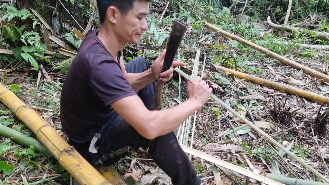 Build a bamboo house. Harvesting wild potatoes to sell. Daily life of orphans