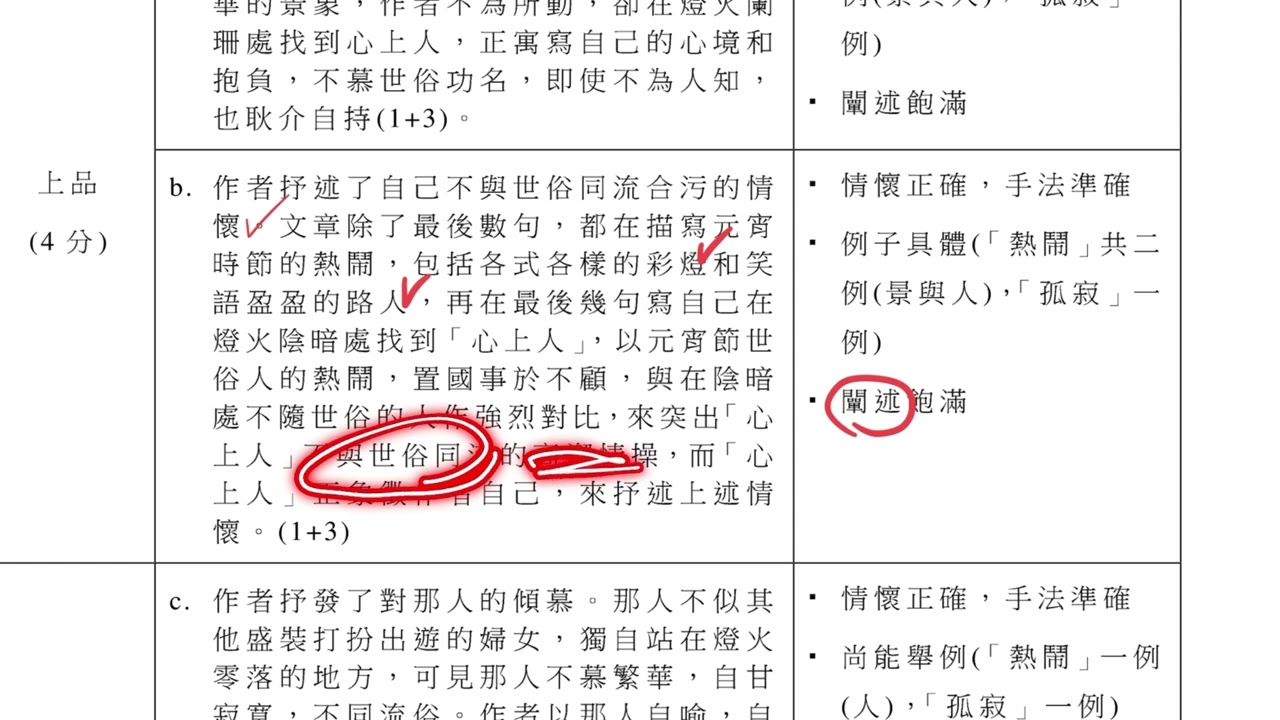 《宋詞三首》文憑試題目分析