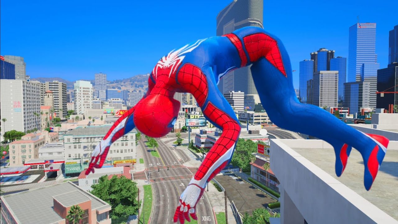 SPIDERMAN CRAZY JUMPS/FALLS #1 (GTA 5 Spider-Man Fails)