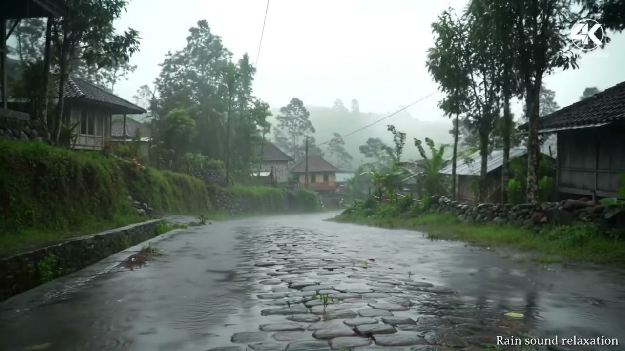 Stormy Afternoon in a Small Village | Soothing Rain and Distant Thunder