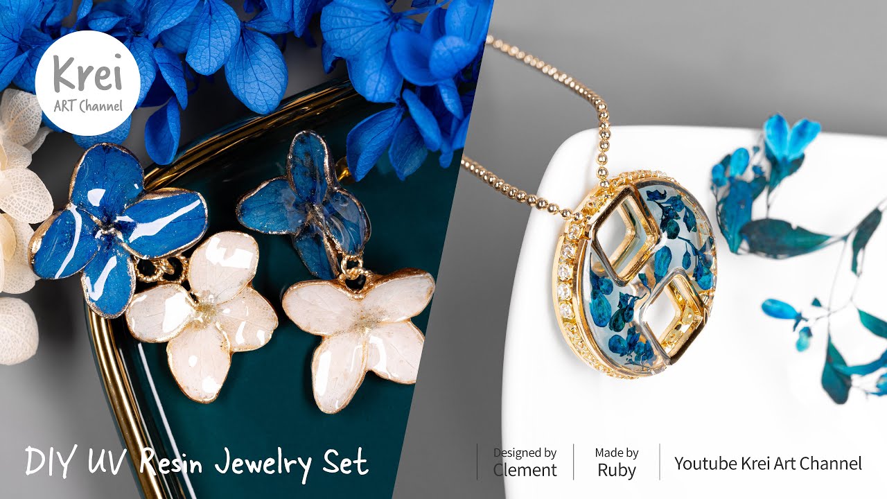 【UVレジン】レイクブルーのドライフラワージュエリーコレクション〜♪ UV Resin-Lake Blue Dried Flower Jewelry collection!!