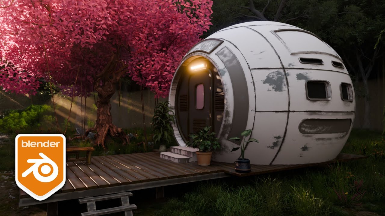 Scifi Hut in The Forest / Modeling in Blender / Tutorial /Time Lapse / Speed Modeling