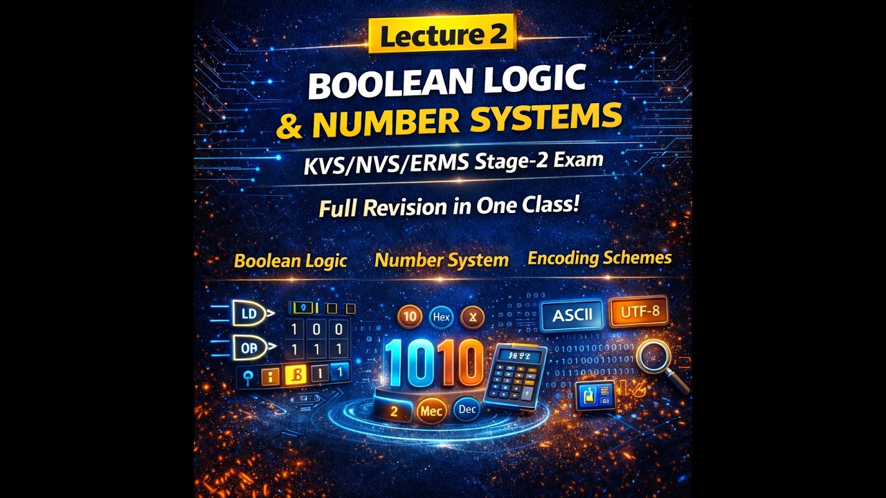 KVS/NVS/ERMS  Stgage-2  Boolean Logic, Number System & Encoding Schemes | Complete Lecture |