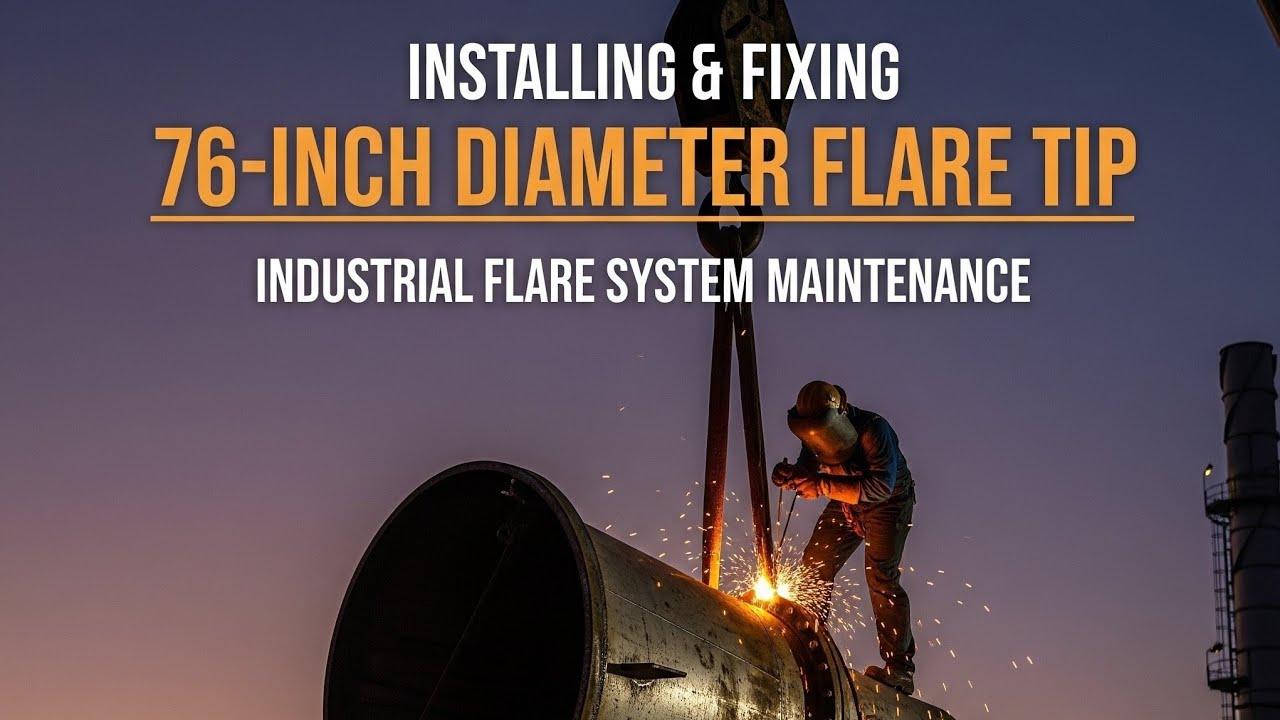 Installing & Fixing 76-Inch Diameter Flare Tip | Industrial Flare System Maintenance