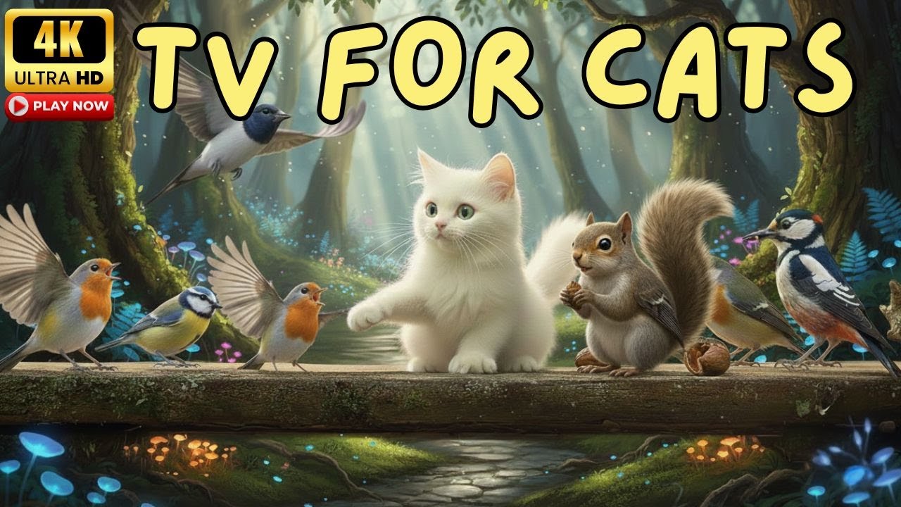 Cat TV for Cats to Watch 🐦🐿️ Hidden Forest Magic - Birds & Playful Squirrel 😻 | Full 4K Ultra HD