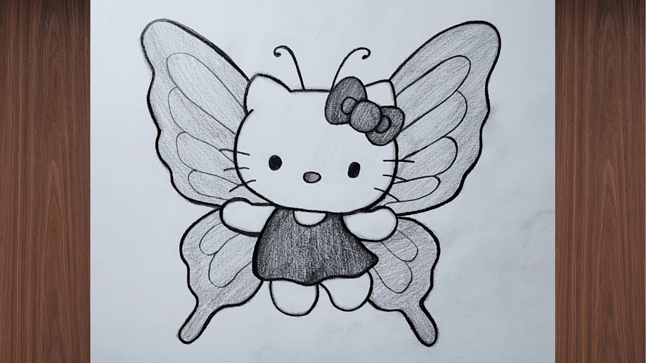 Kelebek Hello Kitty Çizimi | Kolay Karakalem Çizimi | Artkarakalem