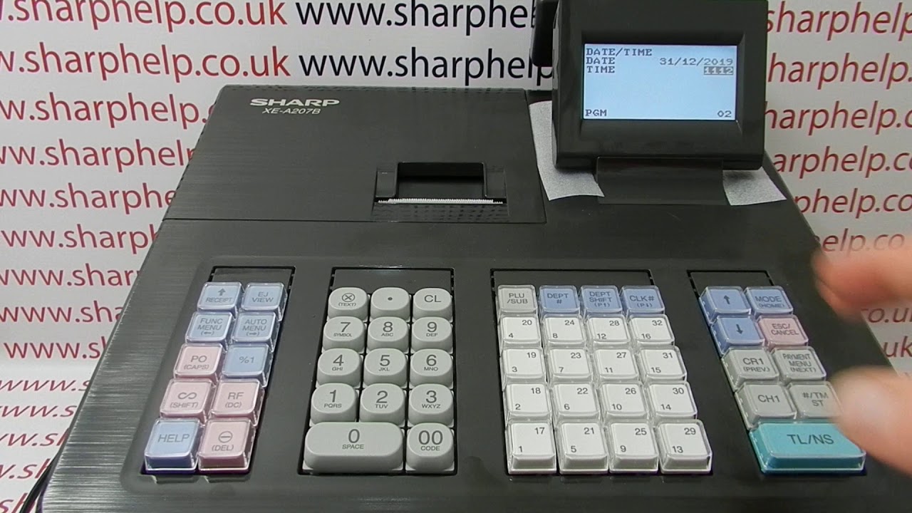How To Set The Time And Date On The Sharp XE-A207 / XE-A207B / XE-A207W Cash Register