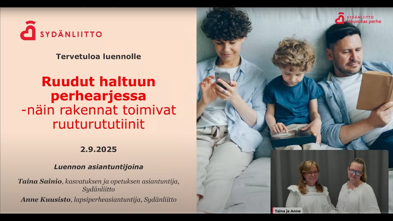 Ruudut haltuun perhearjessa – näin rakennat toimivat ruuturutiinit -verkkoluento