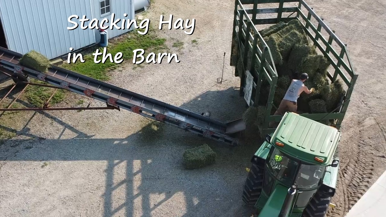 Raking, Baling, and Stacking in the Barn 3rd Cutting Hay