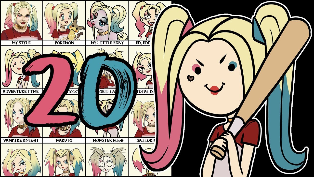 20 ART STYLES CHALLENGE!!! | Harley Quinn