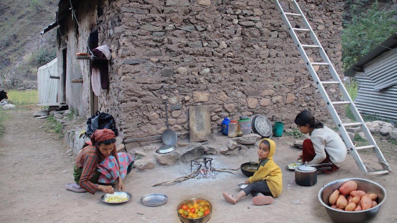 Poor Village Family Eating Simple Potato & Rice | Real Village Life Nepal