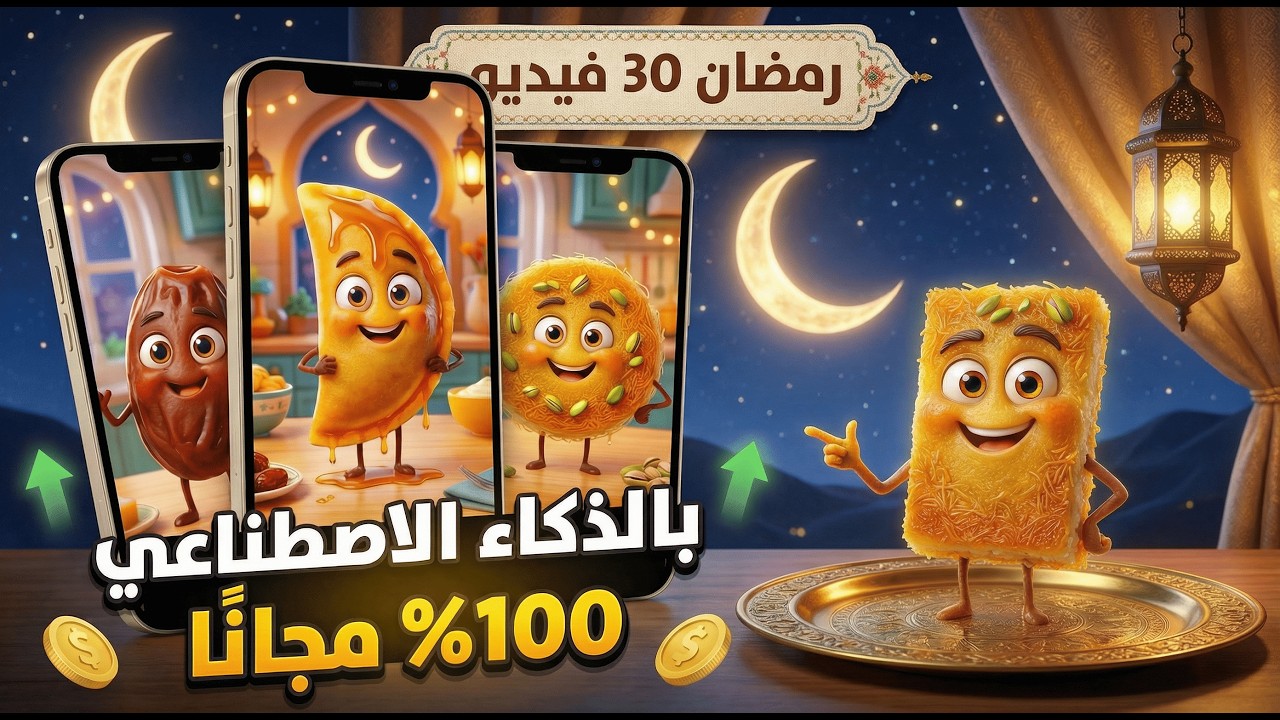اصنع فيديوهات يوميا بالذكاء الاصطناعي مجانا ✅ مثل المحترفين! اقوي محتوي لـ رمضان