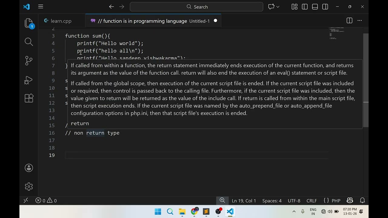 Function in c