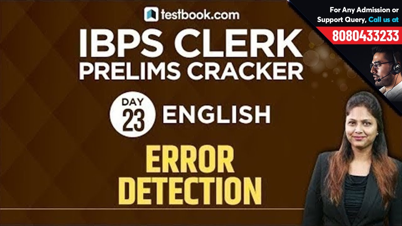 9:30 AM | IBPS Clerk Prelims 2018 | Error Detection | IBPS Clerk English Day 23 with Pratibha Ma'am