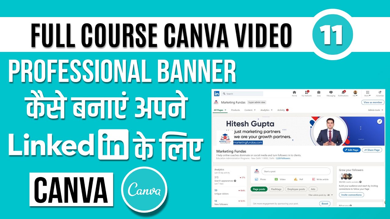 How to create a LinkedIn Banner on Canva | Canva Banner Tutorial | Canva Tutorial for Beginners