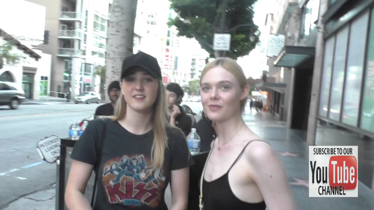 Elle Fanning talks about working with Keanu reeves outside Katsuya Restaurant