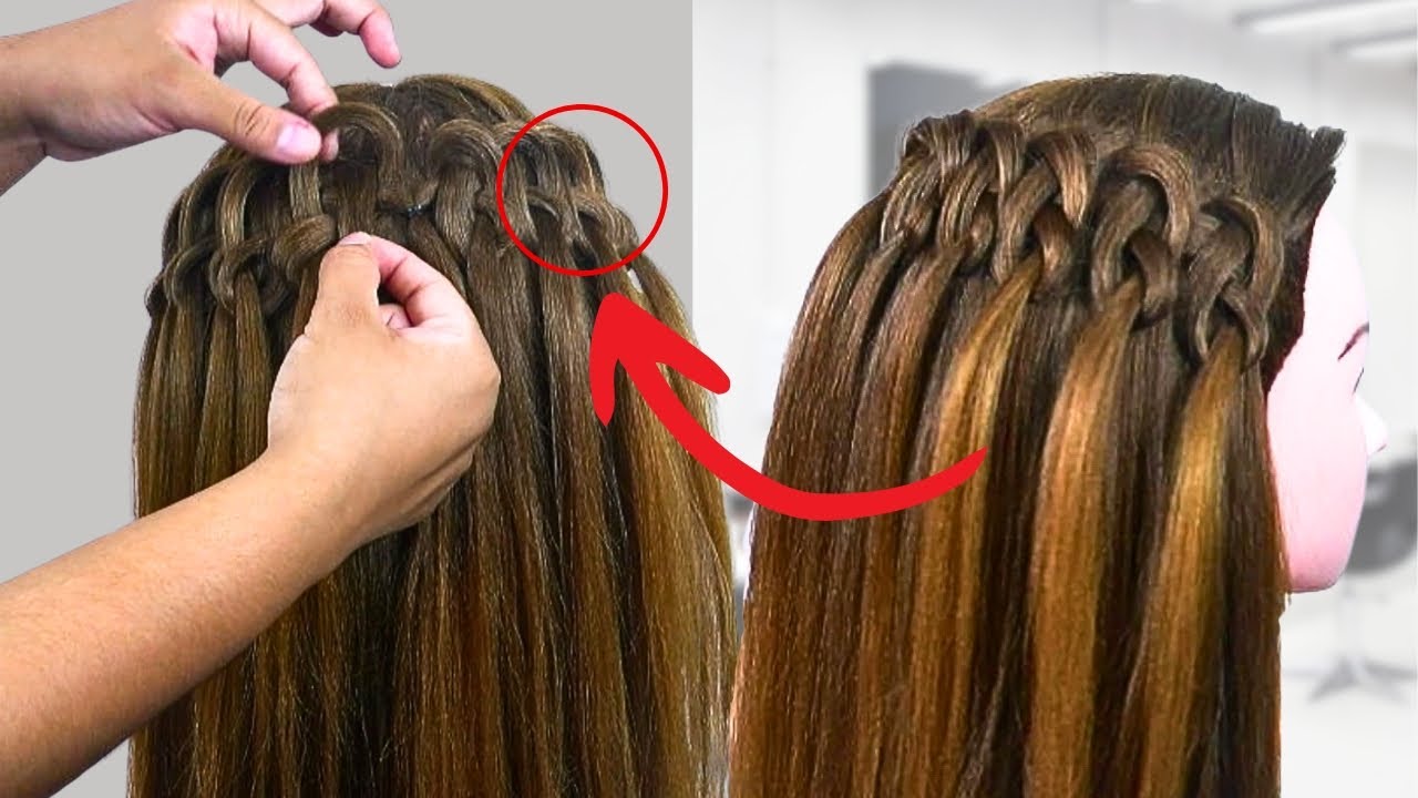 Peinado para Eventos. Bodas. Novias. Quinceaños | Peinado Trenza Cascada con Nudos Infinitos