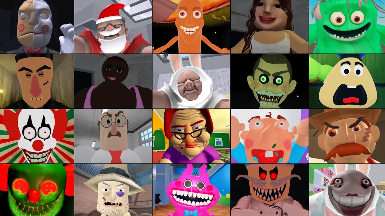 MR YUMMY'S SUPERMARKET, PAPA PIZZA'S, TIM FARM, CARNIVAL, MR FUNNY'S, BETTY'S ROBLOX JUMPSCARE'S 