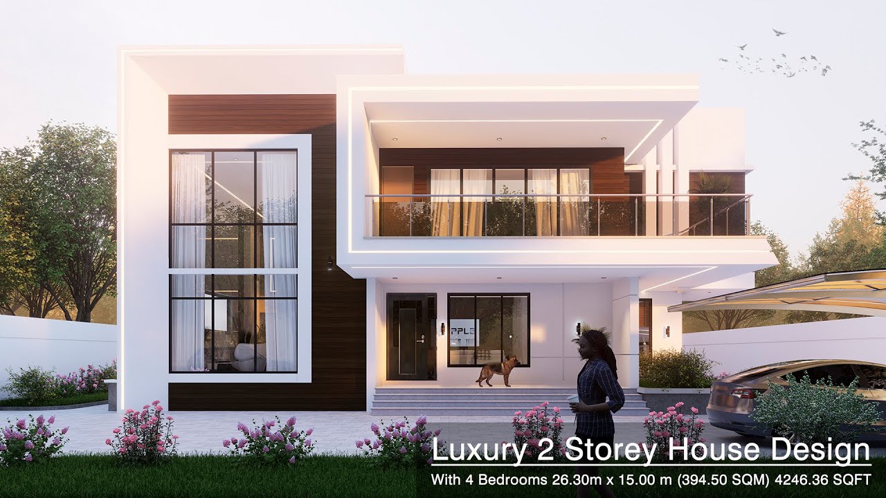 Modern Luxury House Design | 26.30 x 15.00m | 4-Bedroom House with Pool