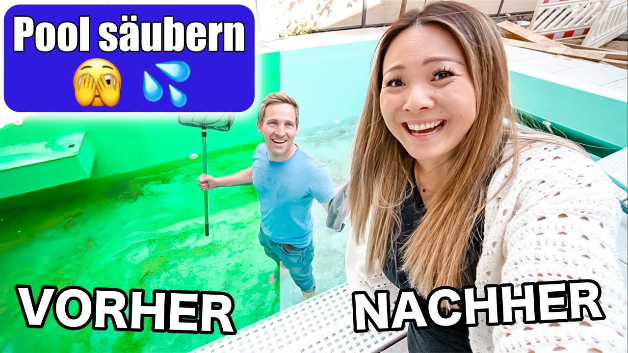 POOL sauber machen 😬 Reinigung schmutziges Wasser! Familien Traumhaus Projekt | Mamiseelen