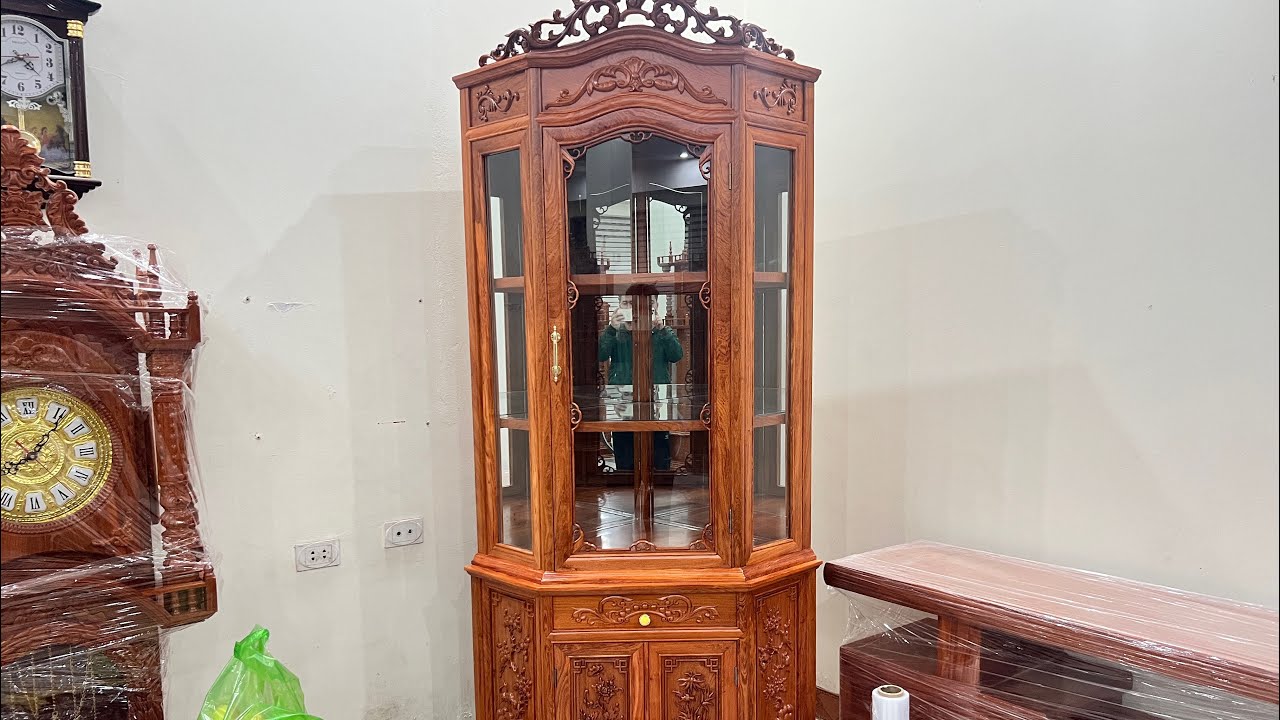 Sẵn chiếc tủ góc 70 - gỗ hương đá lắp đèn đổi 3 màu - giá tại xưởng chỉ 11 triệu giao tận nhà