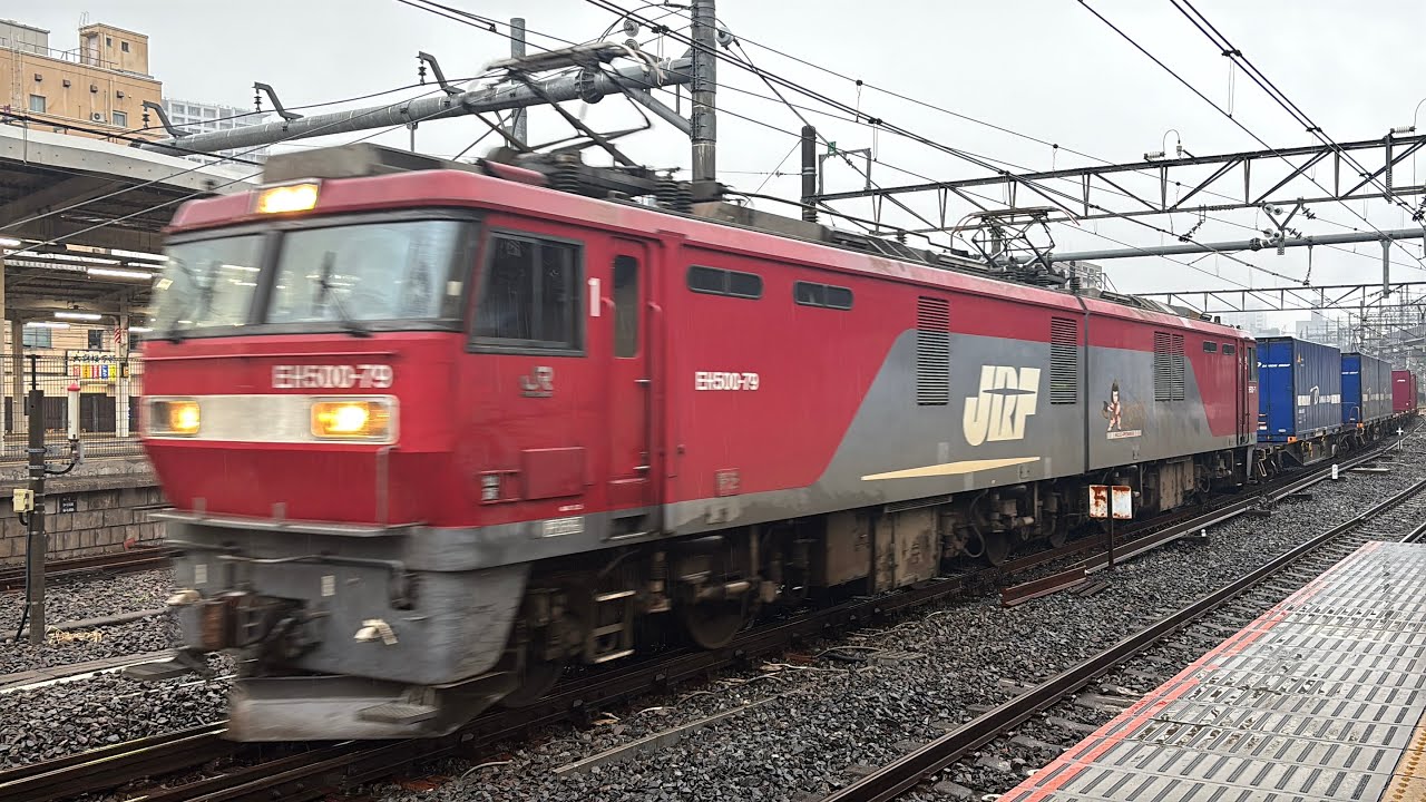 4059レ　EH500-79牽引コンテナ貨物列車(西濃カンガルーライナー)　ジョイント音とともに大宮を通過！