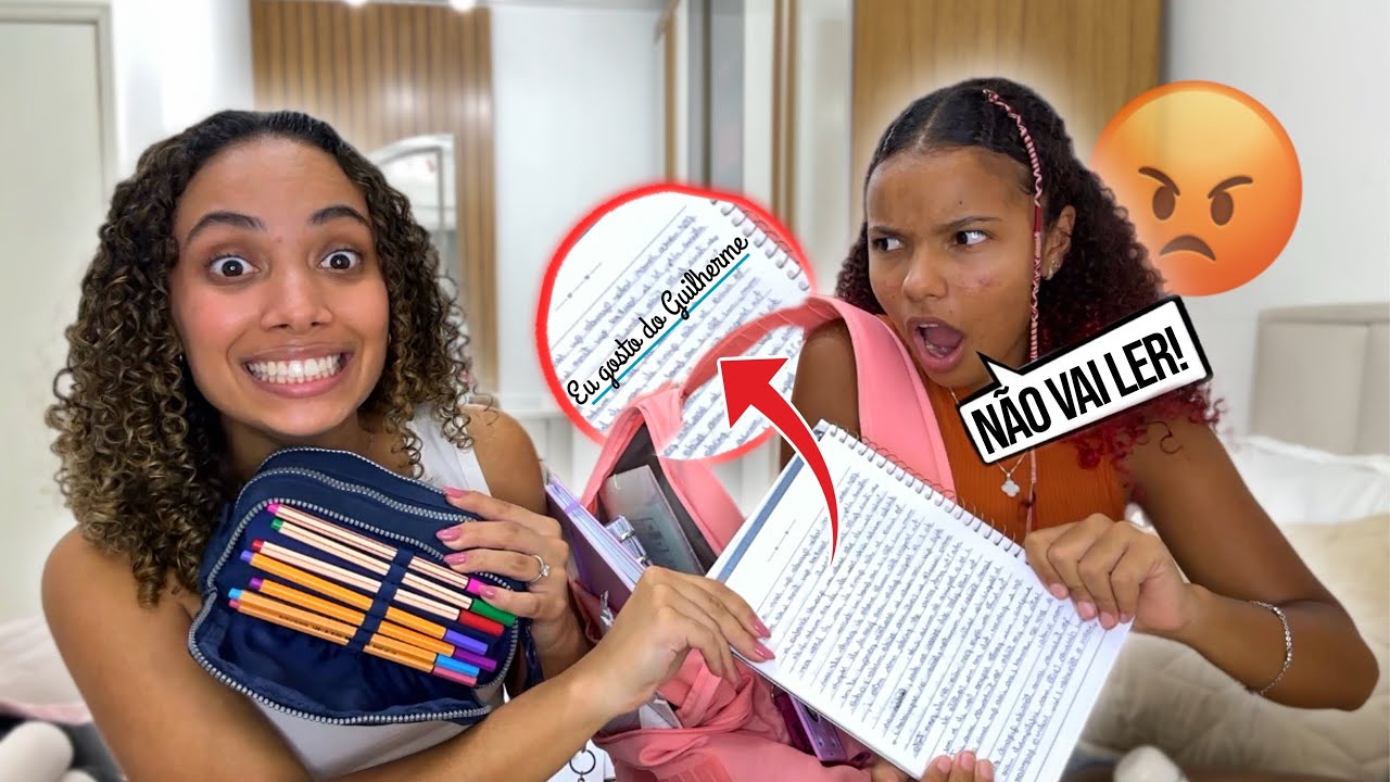 REAGINDO AO MATERIAL ESCOLAR DA MALU- DESCOBRI O CRUSH DELA E ELA FICOU BRAVA!!!