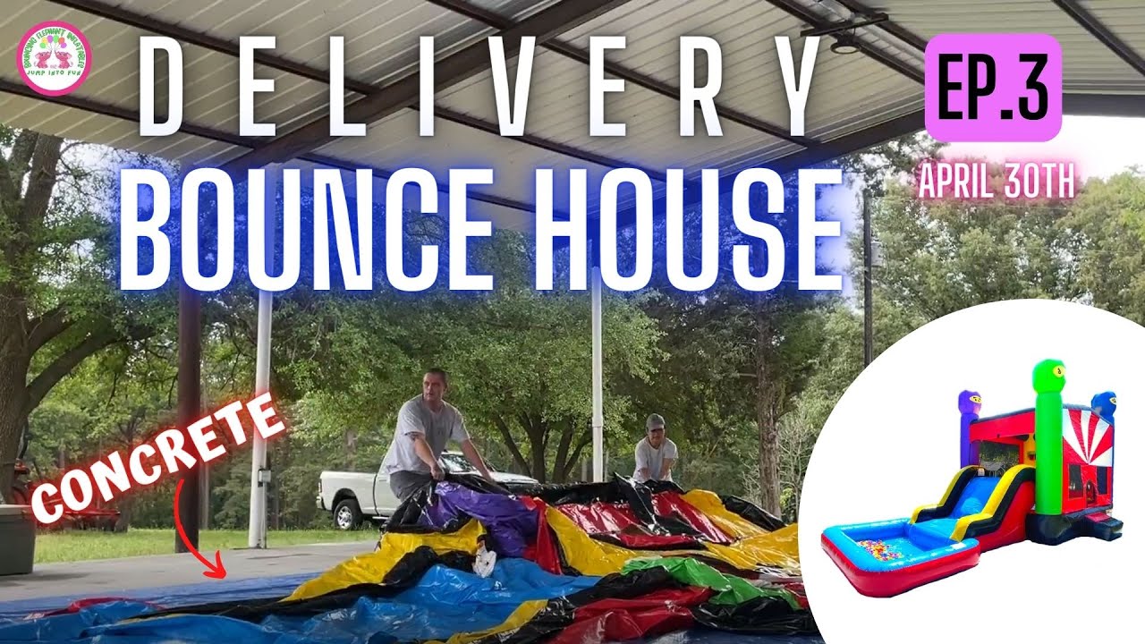 EP.3 Third delivery. Set up Ninja Bounce House on concrete. Last set up of the day