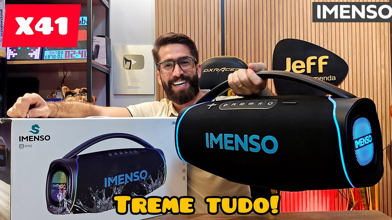 IMENSO IMS- X41 300W IPX5: C&Ecirc; T&Aacute; DOIDO! QUE CAIXA FORTE! (Unboxing/Analise)
