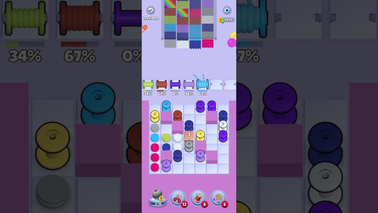 Knit Out Level 840 Solution #knitoutpuzzlegame #knitout #knitoutlevel #knitoutgame #level840