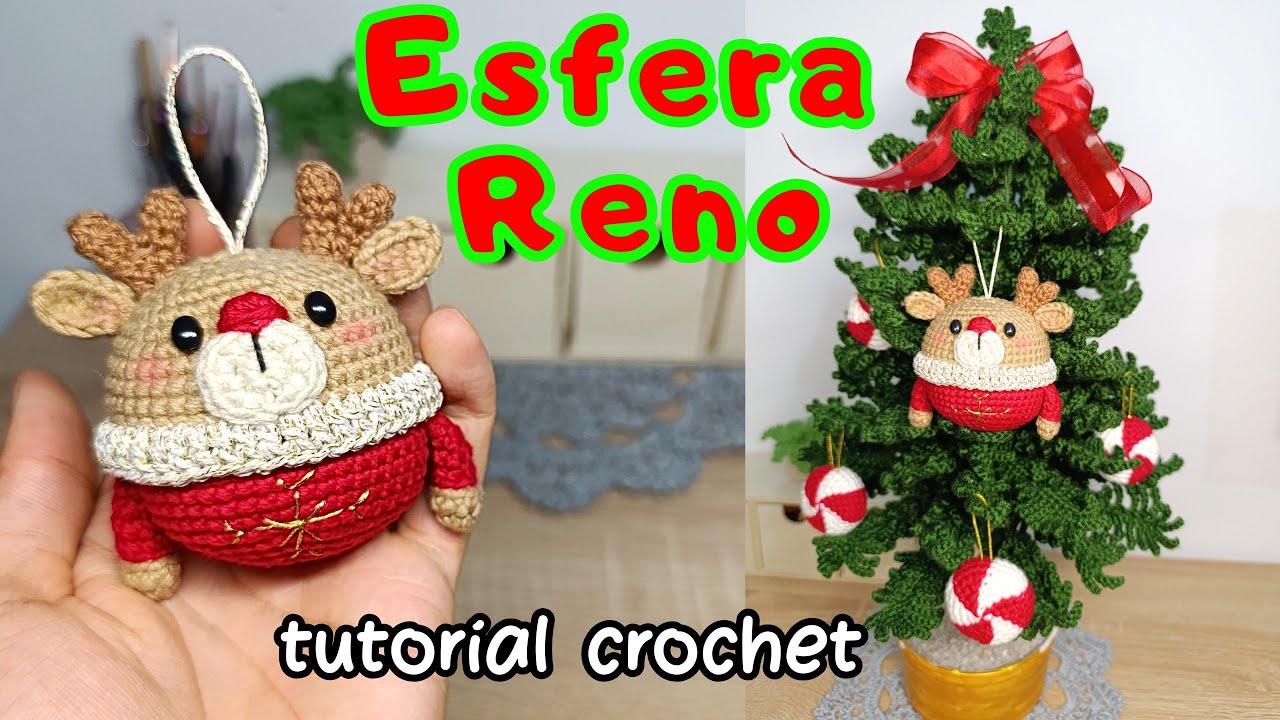 Esfera Reno navidad crochet amigurumi tutorial 