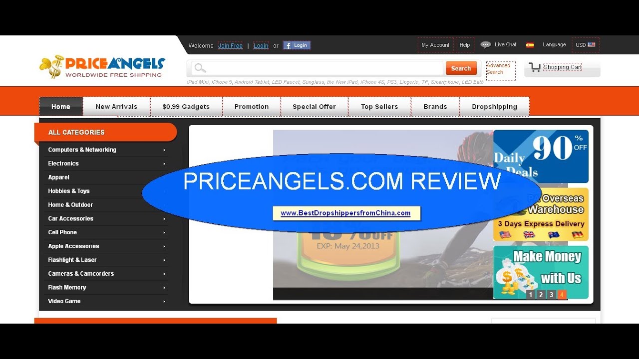 PriceAngels.com Review - Dropshipping and Free Shipping Facilities